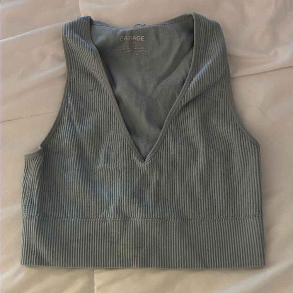 Garage Women's Ribbed Teal Crop Top